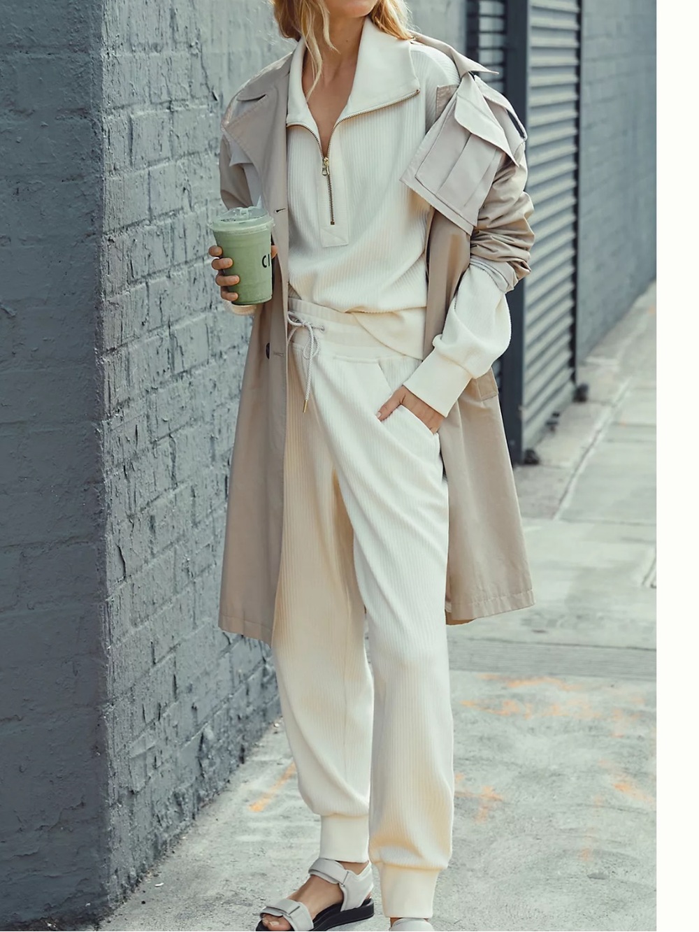 Varley Radford Ribbed Half Zip Sweatshirt and Matching Ascot Joggers
